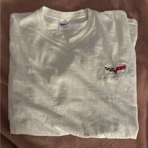 Gildan White Long Sleeve Tee with Corvette Logo